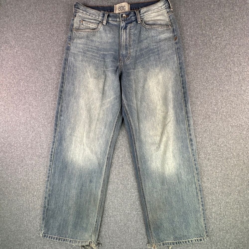BDG Jeans Mens 32/30 Nitro Fit Light Blue Wide Leg Distressed Denim